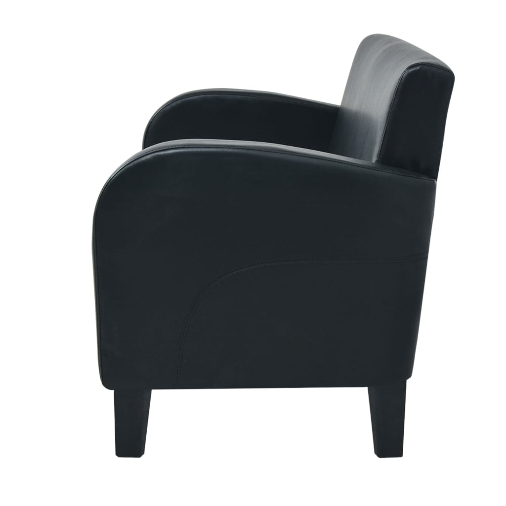 2 seater sofa in black faux leather