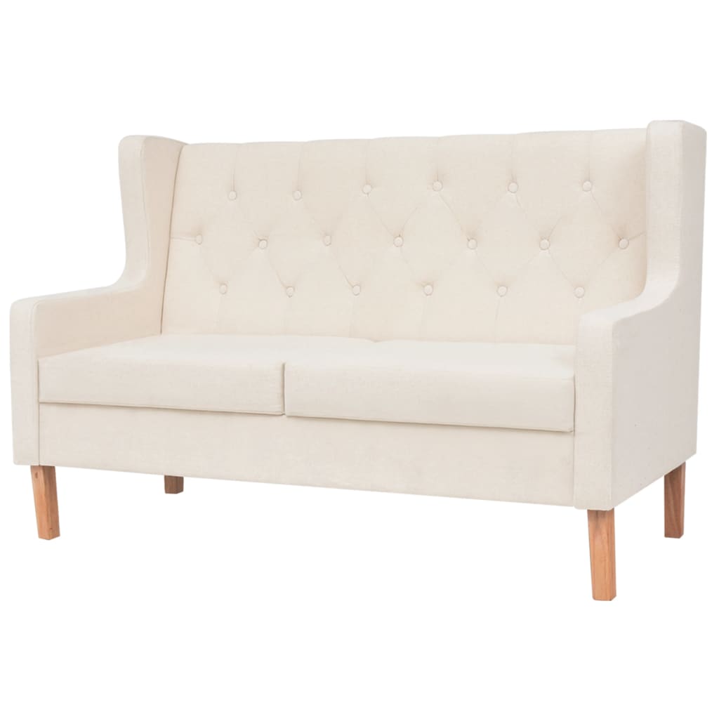 2 pcs cream white fabric sofa set