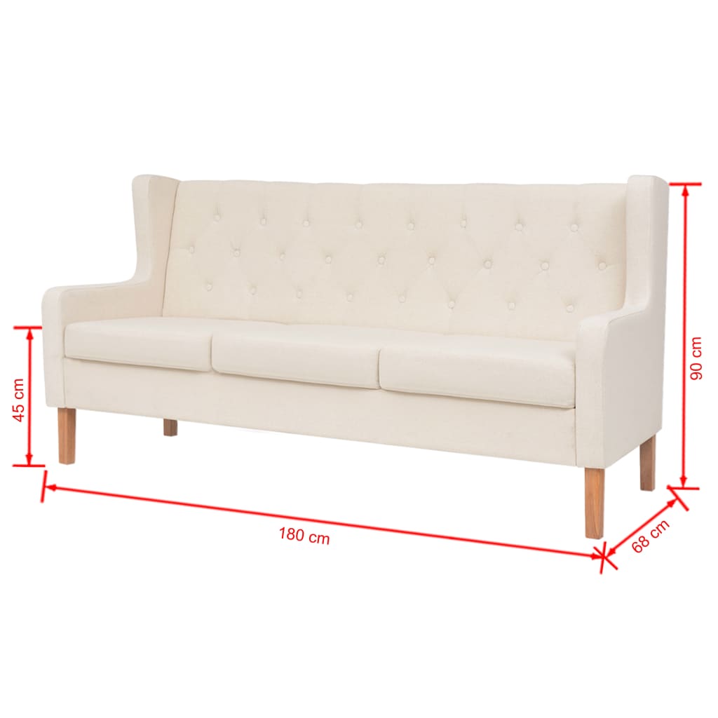 Conjunto de sofás 2 pcs tecido branco nata