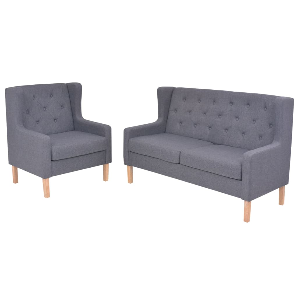 2 pcs grey fabric sofa set