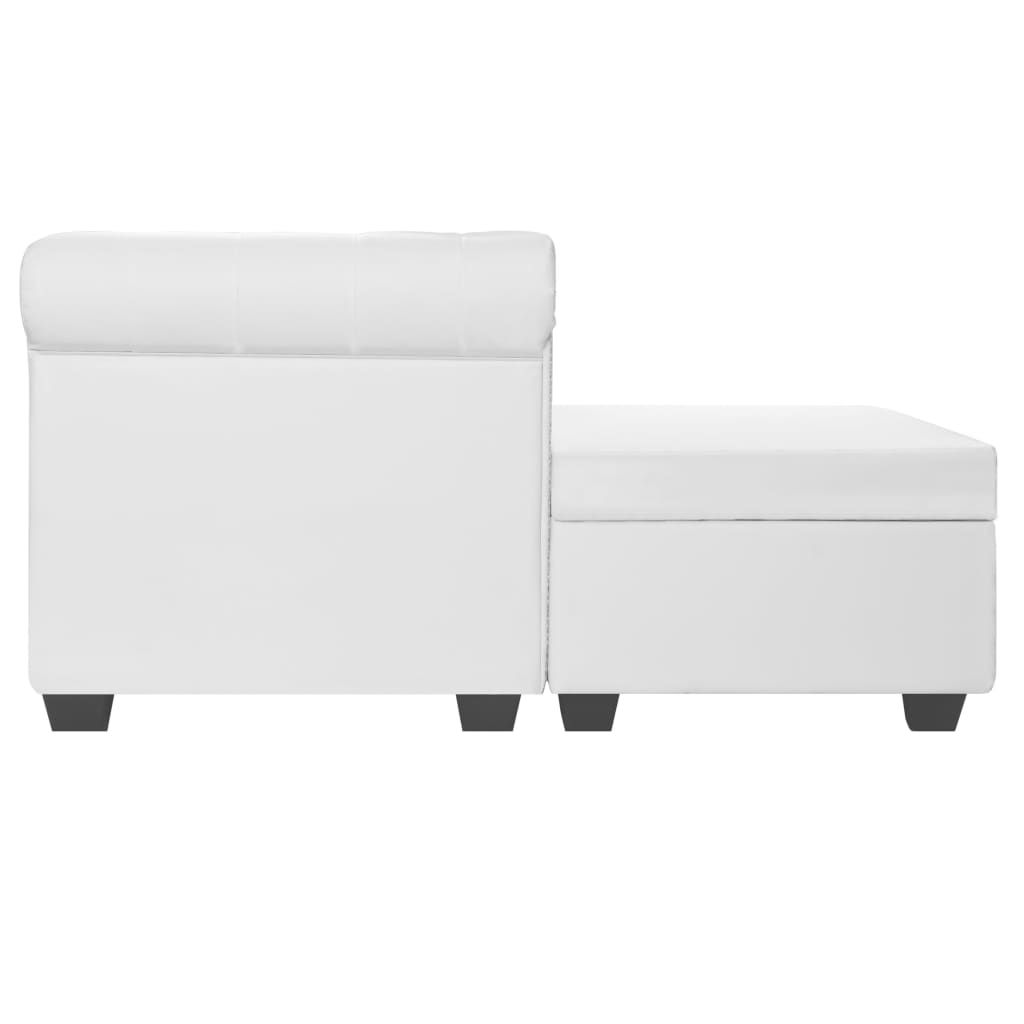 L-shaped Chesterfield sofa in white faux leather