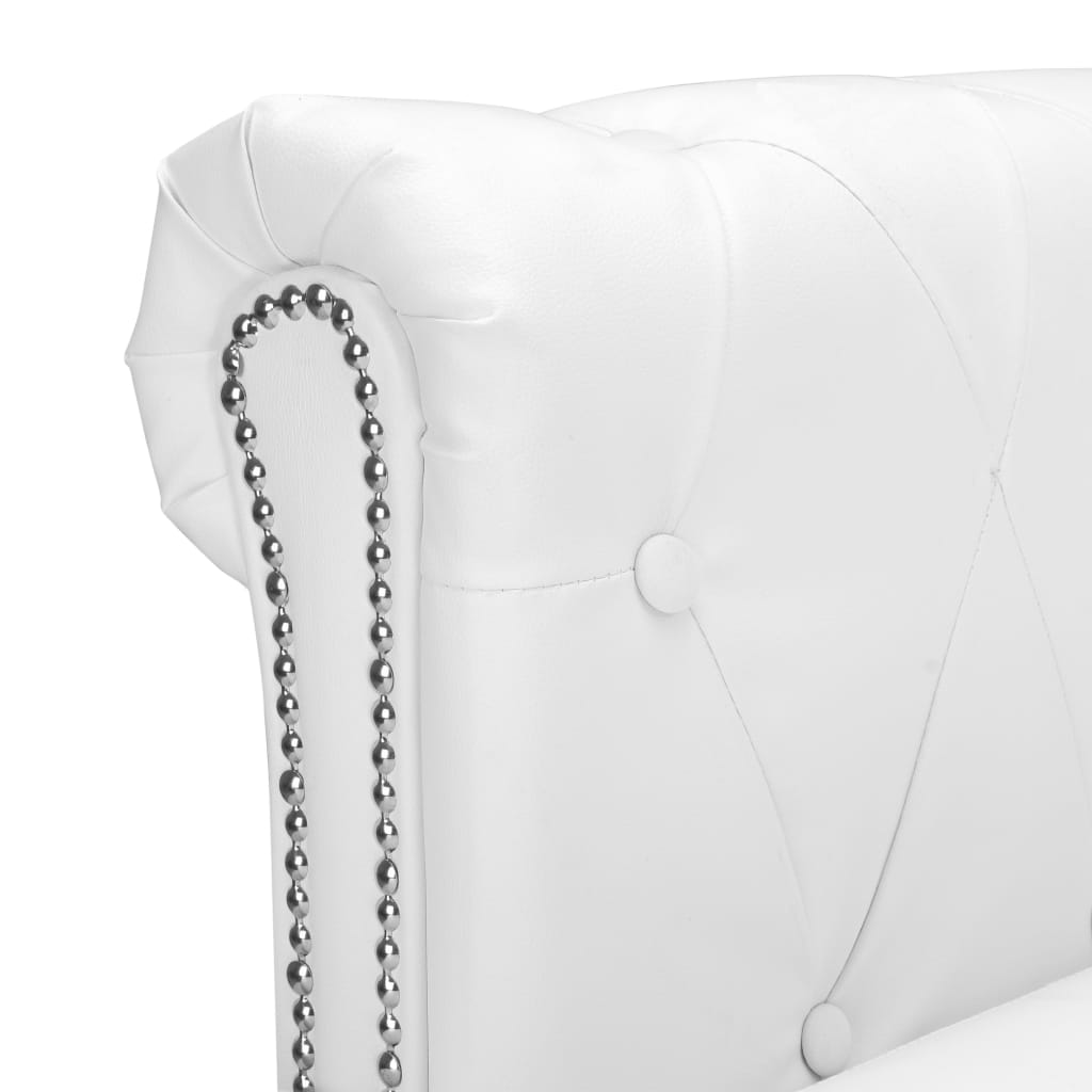 L-shaped Chesterfield sofa in white faux leather