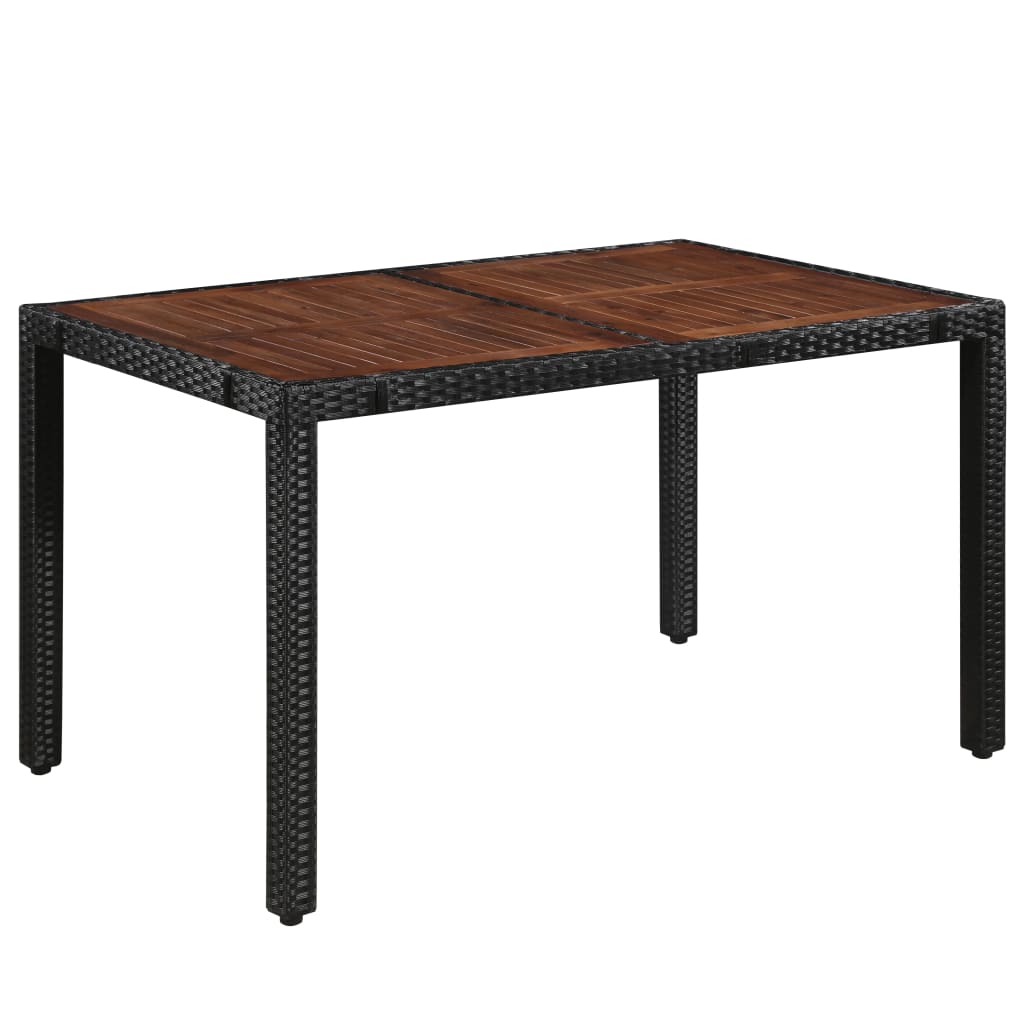 7 pcs conjunto jantar exterior vime PE e madeira acácia preto
