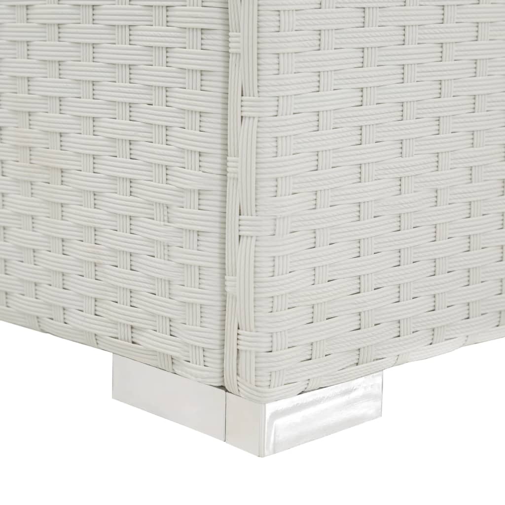 White PE wicker sun lounger with cushion