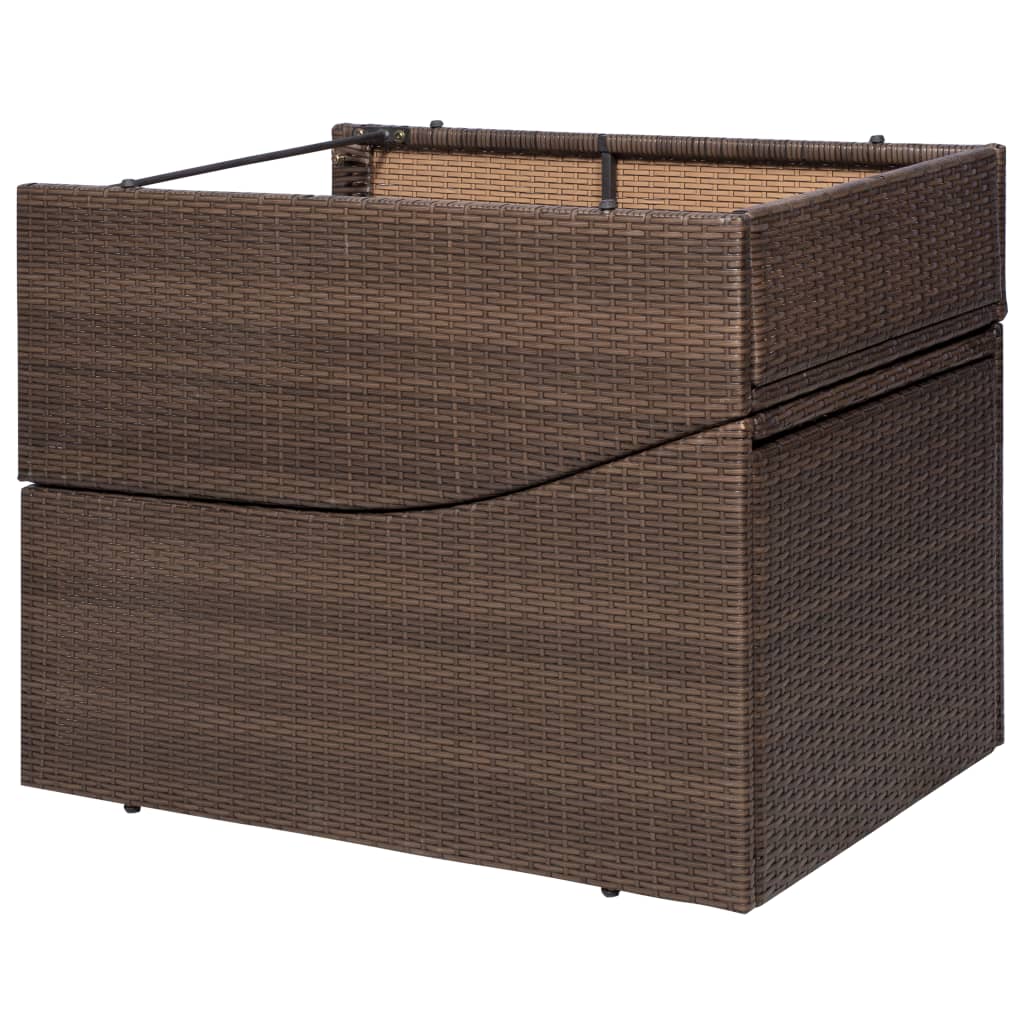 Brown PE wicker sun lounger with cushion