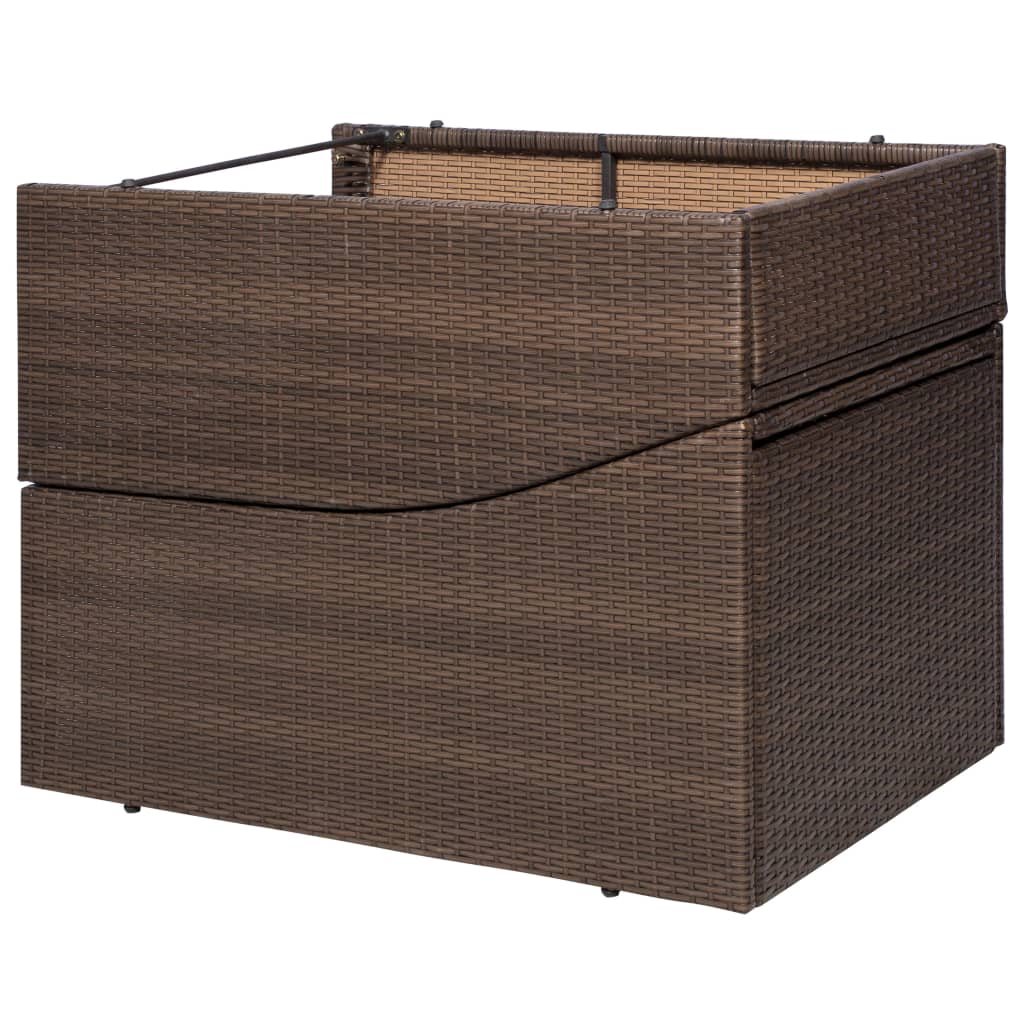 Brown PE wicker sun lounger with cushion