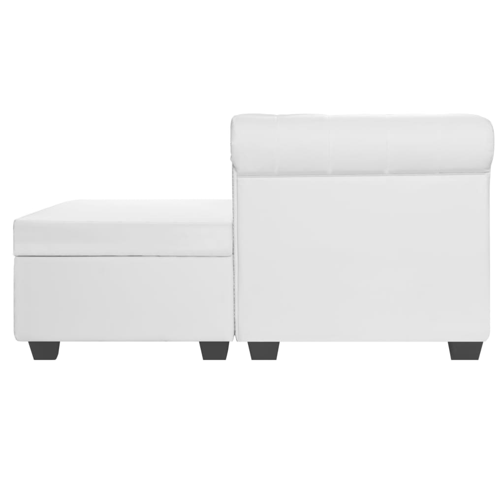 Sofá Chesterfield em forma de L couro artificial branco