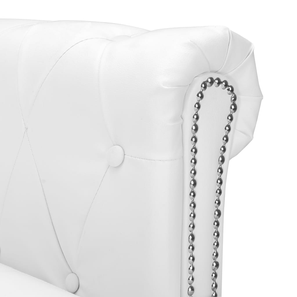 Sofá Chesterfield em forma de L couro artificial branco