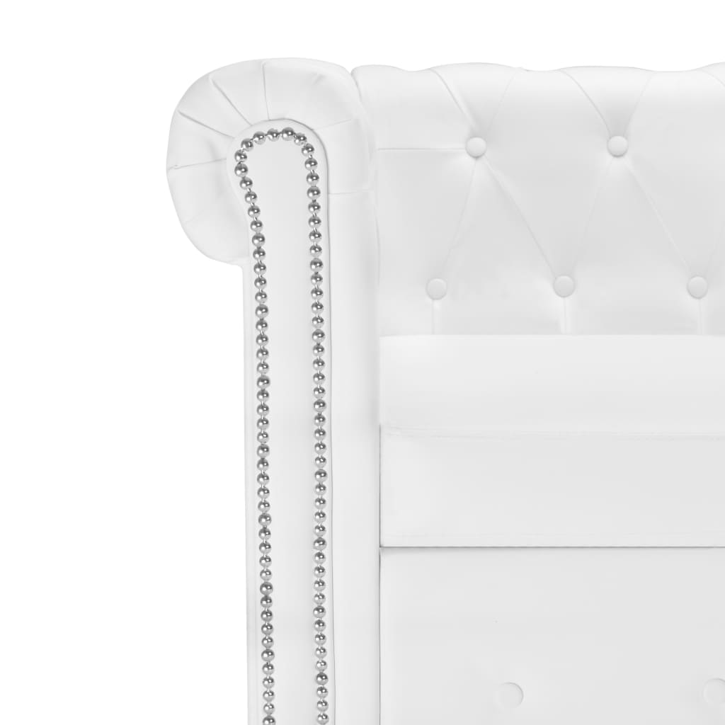 Sofá Chesterfield em forma de L couro artificial branco