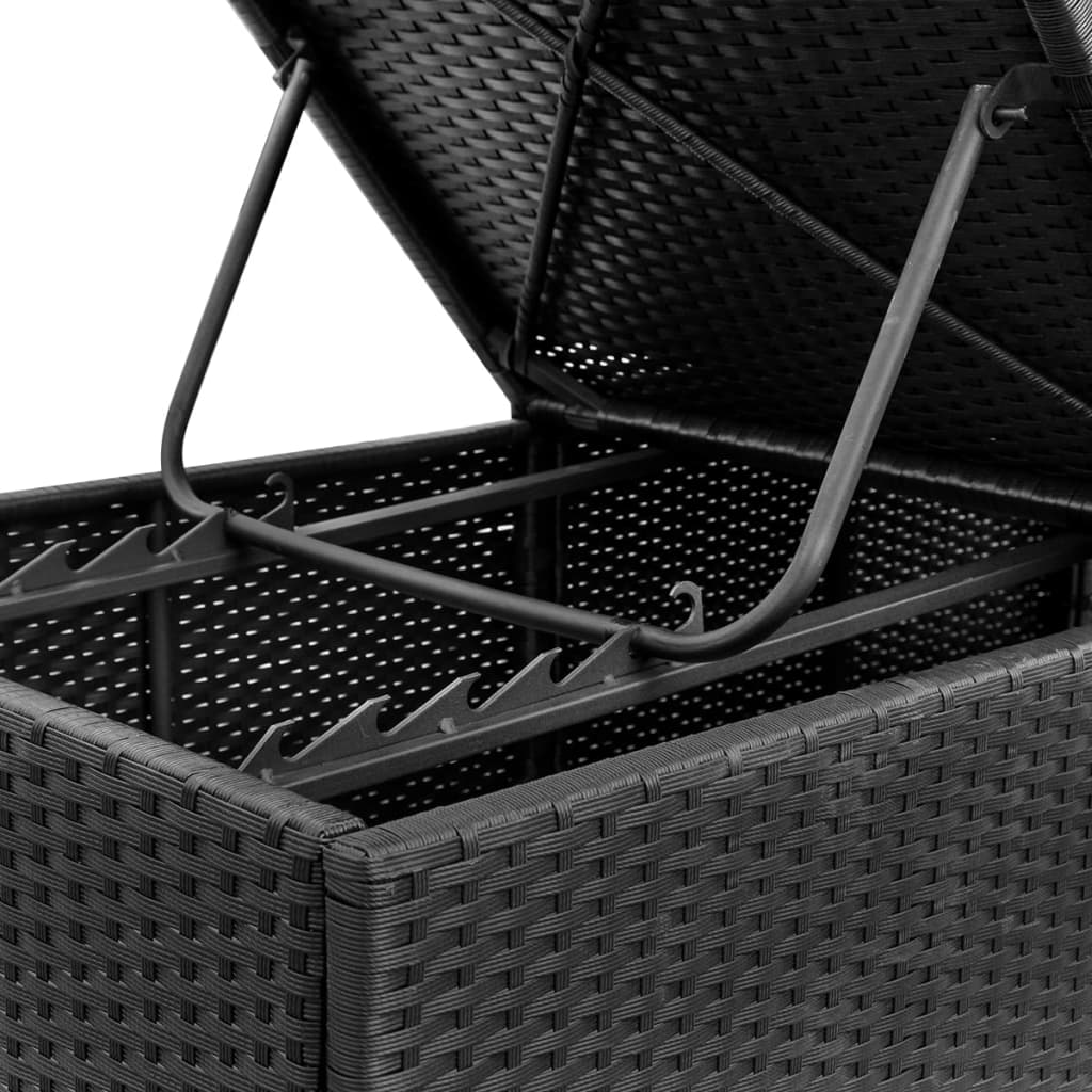 Black PE wicker sun lounger with cushion