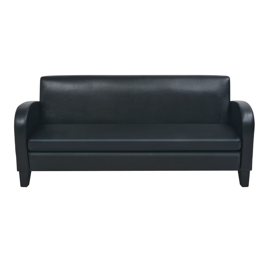 2 pcs sofa set black faux leather