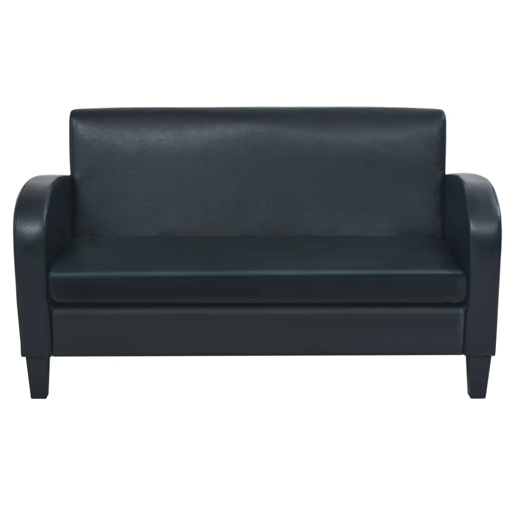 2 pcs sofa set black faux leather