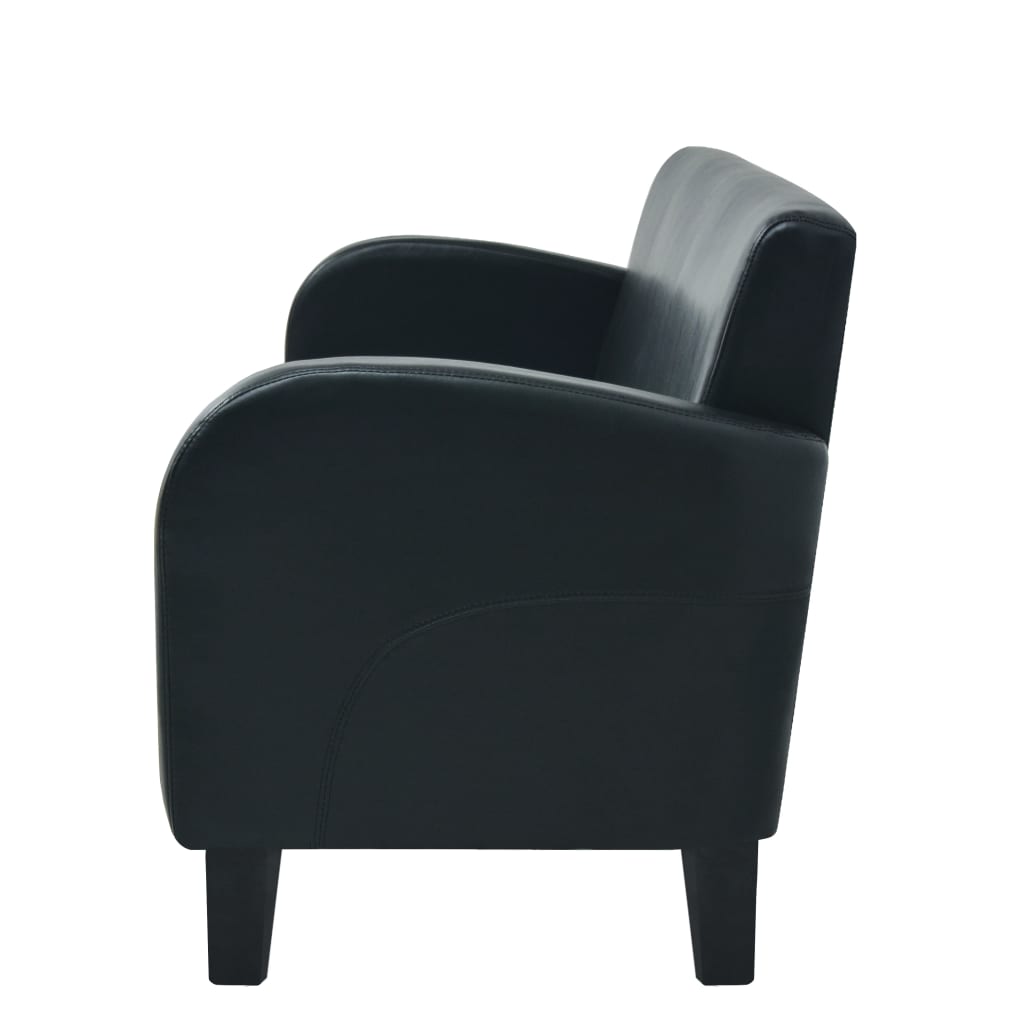 2 pcs sofa set black faux leather