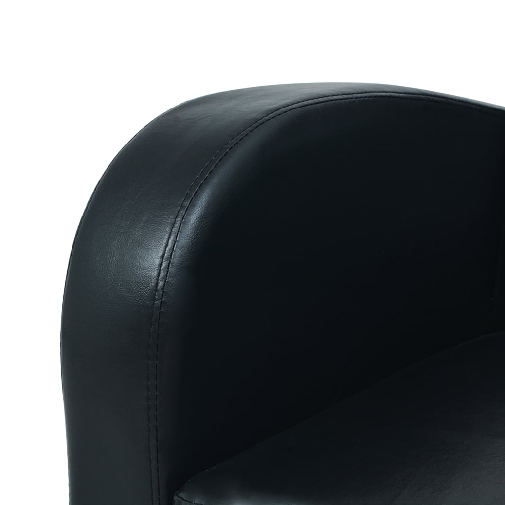 2 pcs sofa set black faux leather