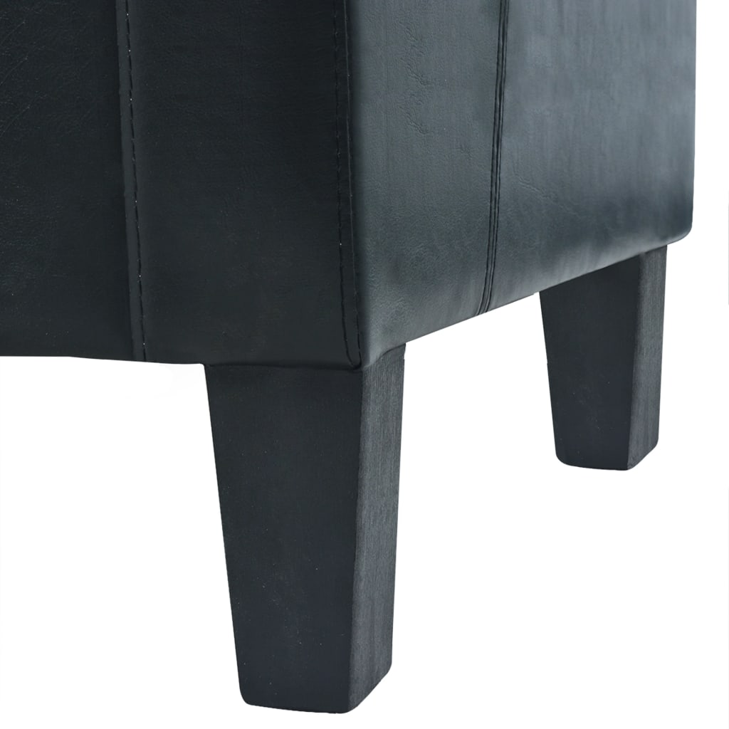 2 pcs sofa set black faux leather