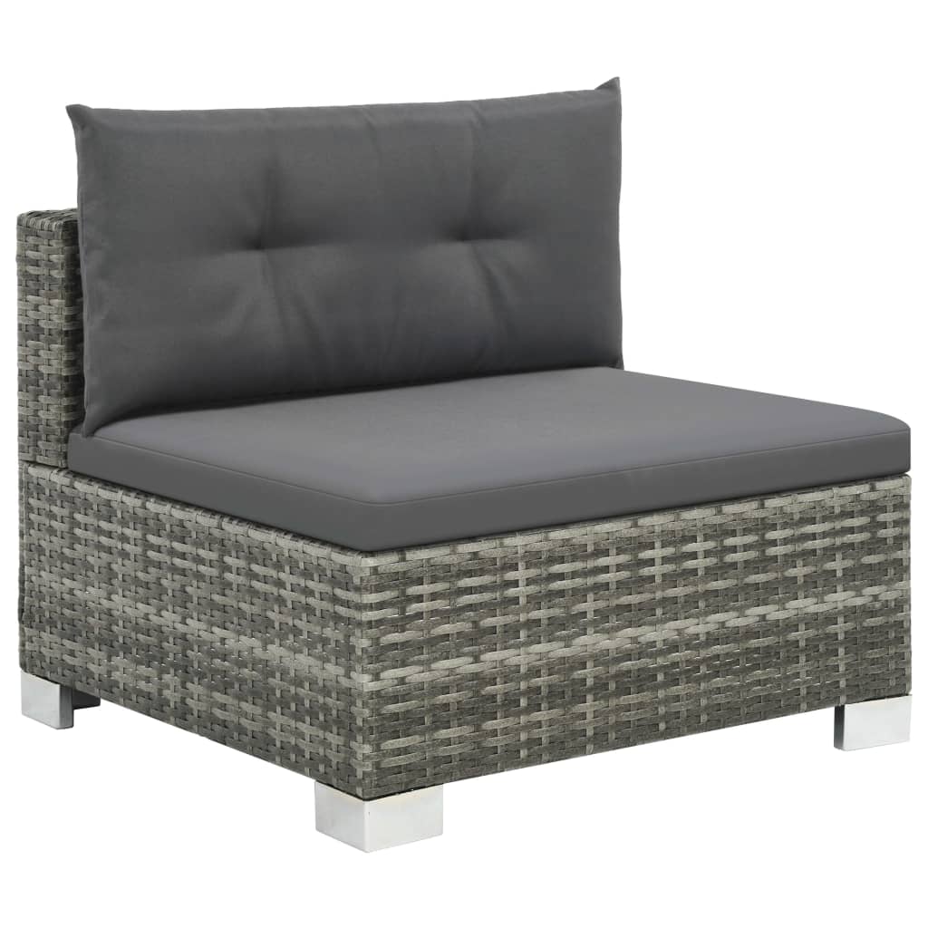 10 pcs conjunto lounge de jardim c/ almofadões vime PE cinzento