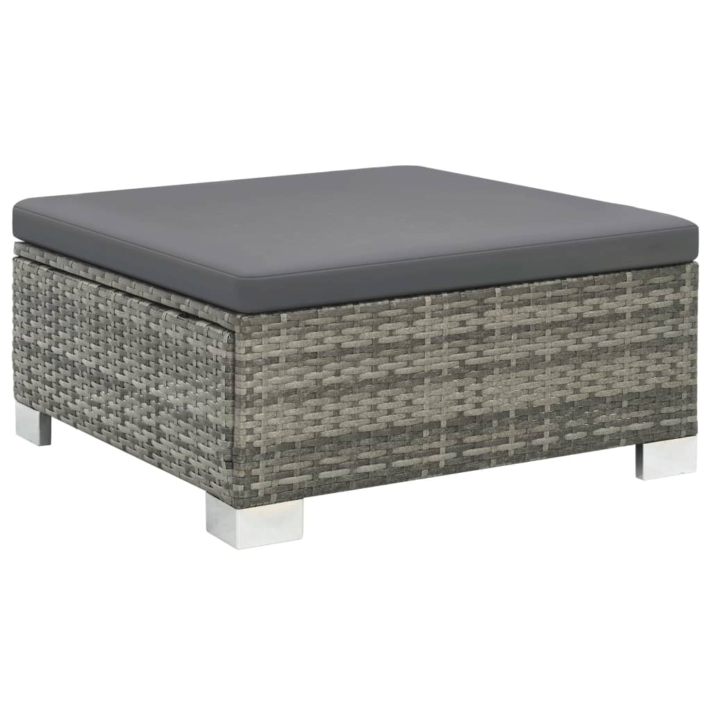 10 pcs conjunto lounge de jardim c/ almofadões vime PE cinzento