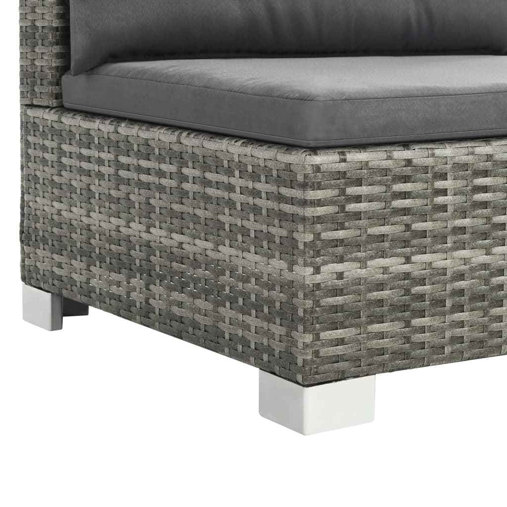 10 pcs conjunto lounge de jardim c/ almofadões vime PE cinzento