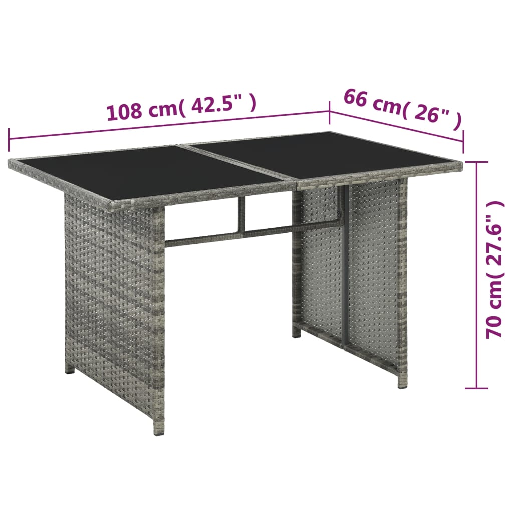 10 pcs conjunto lounge de jardim c/ almofadões vime PE cinzento