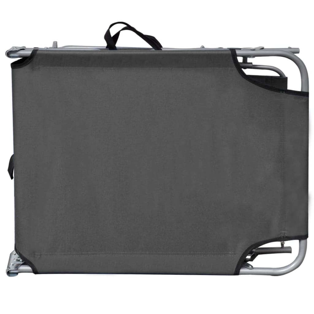 Sun lounger with grey steel canopy