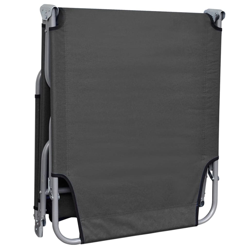 Folding sun lounger with adjustable backrest grey