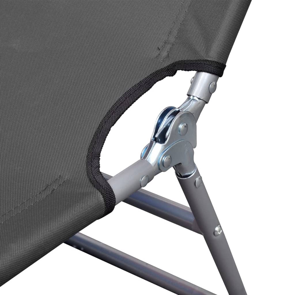 Folding sun lounger with adjustable backrest grey