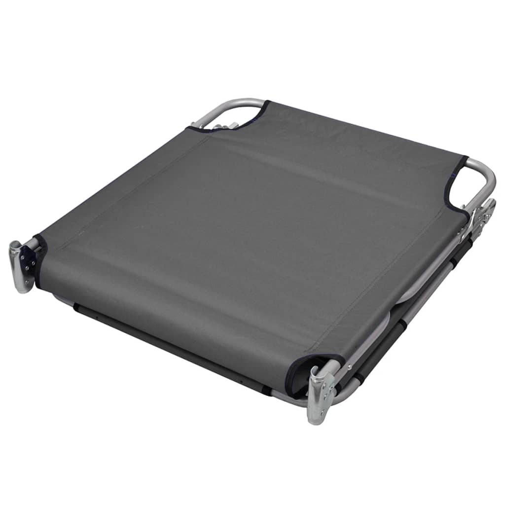 Folding sun lounger with adjustable back cushion grey