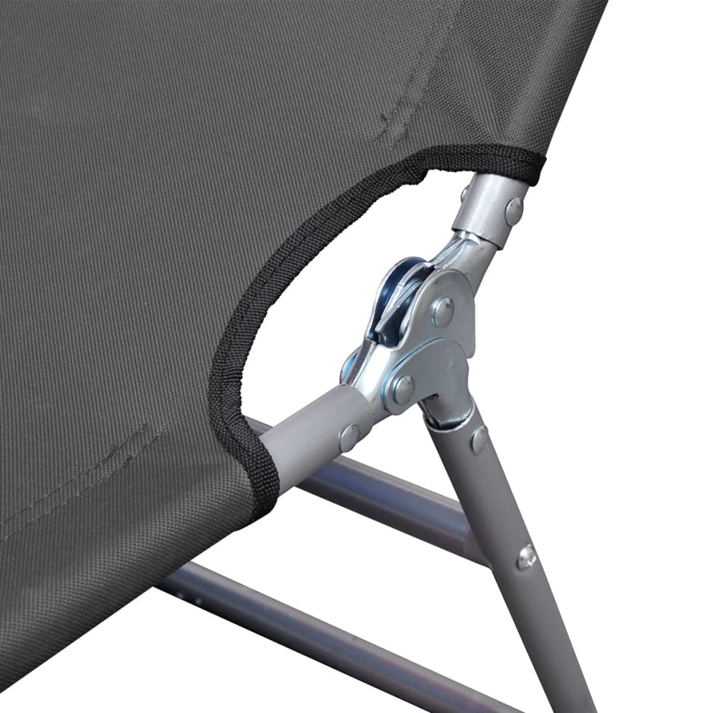 Folding sun lounger with adjustable back cushion grey