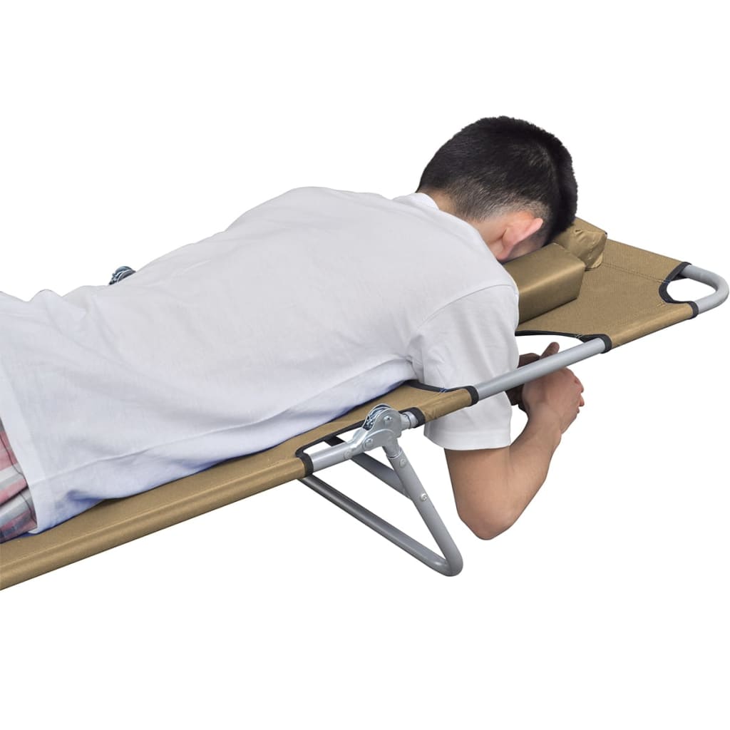 Folding sun lounger with adjustable backrest, grey-brown