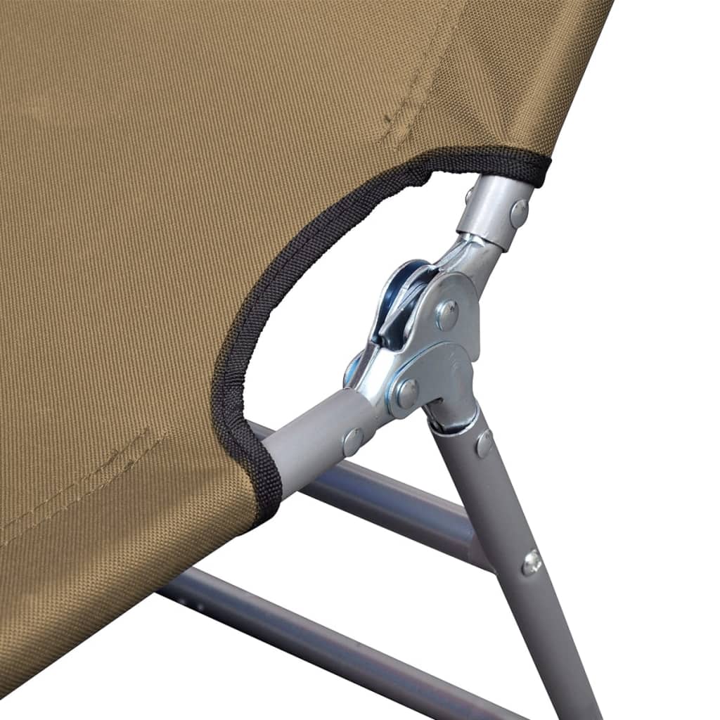 Folding sun lounger with adjustable backrest, grey-brown
