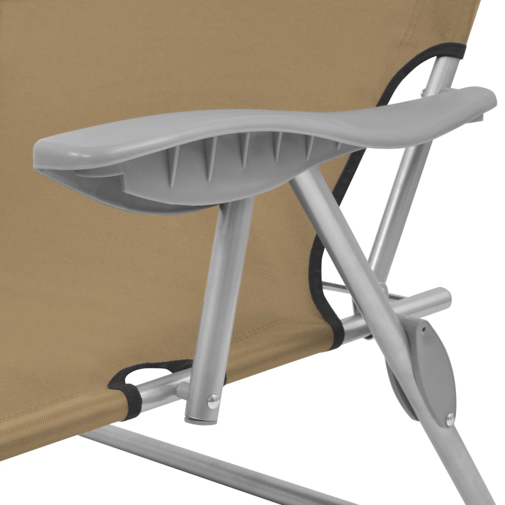 Folding sun lounger with canopy, grey-brown steel
