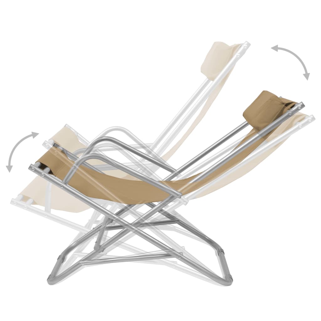 Reclining garden chairs 2 pcs steel grey-brown