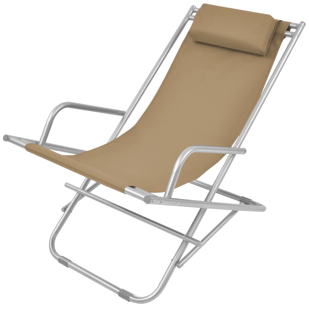 Reclining garden chairs 2 pcs steel grey-brown