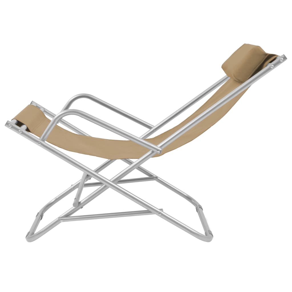 Reclining garden chairs 2 pcs steel grey-brown