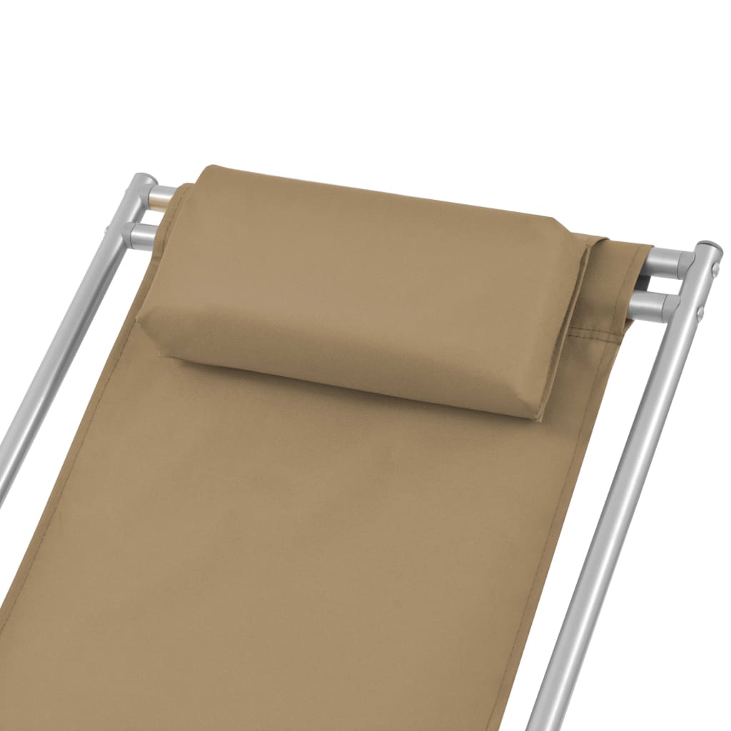Reclining garden chairs 2 pcs steel grey-brown