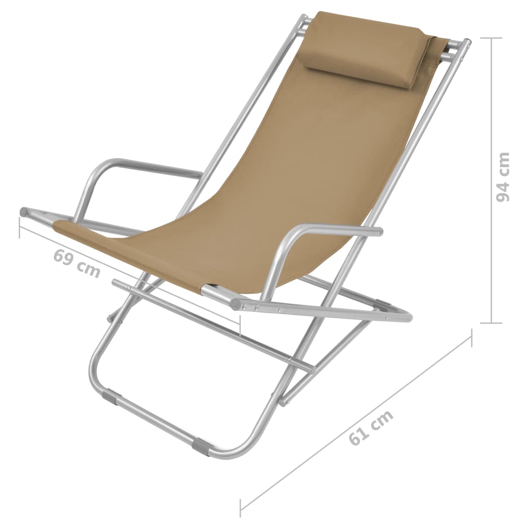 Reclining garden chairs 2 pcs steel grey-brown