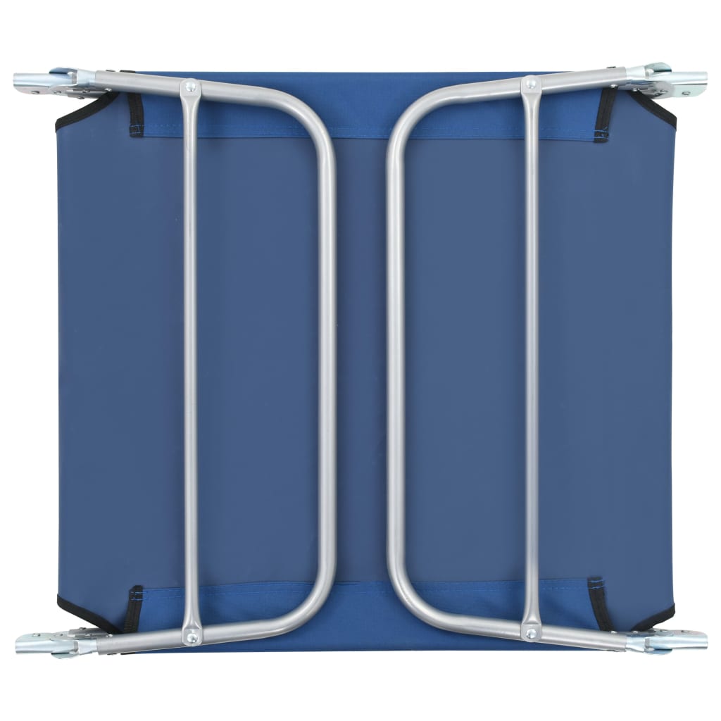 Folding sun loungers 2 pcs steel and blue fabric