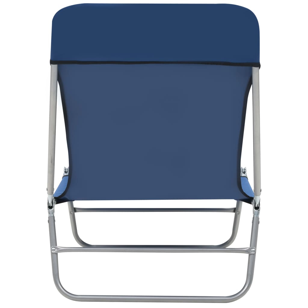 Folding sun loungers 2 pcs steel and blue fabric