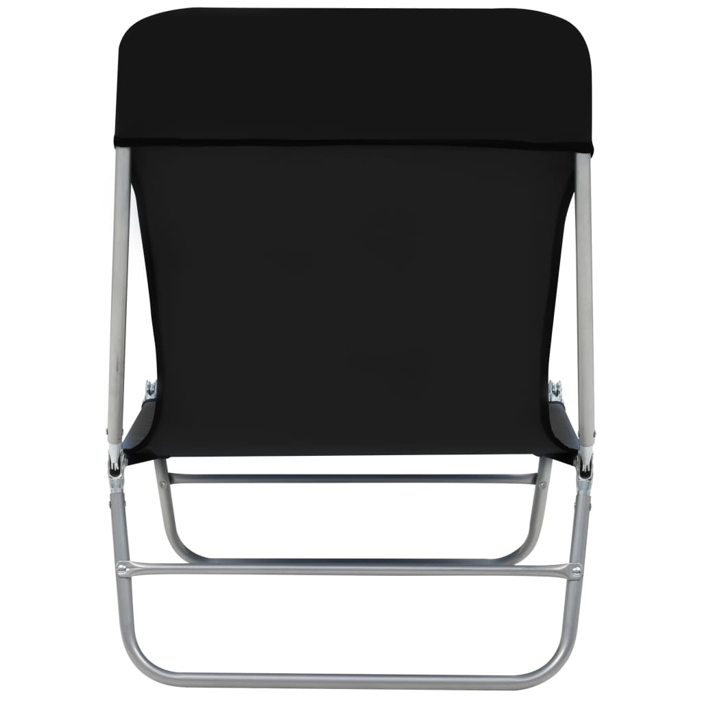 Folding sun loungers 2 pcs steel and black fabric