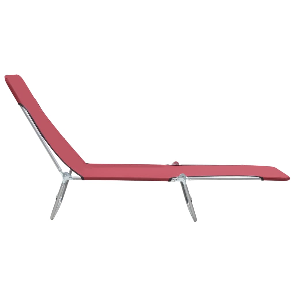Folding sun loungers 2 pcs steel and red fabric