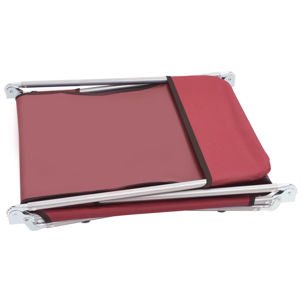 Folding sun loungers 2 pcs steel and red fabric