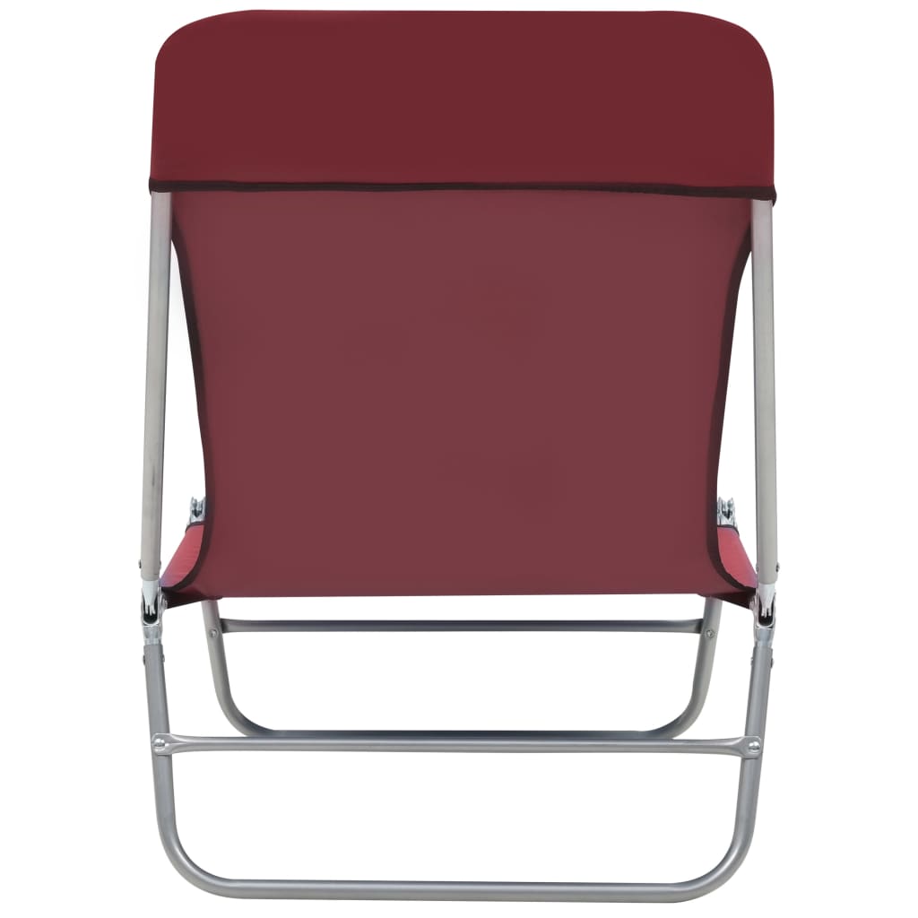 Folding sun loungers 2 pcs steel and red fabric
