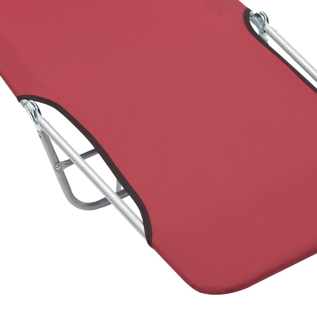 Folding sun loungers 2 pcs steel and red fabric