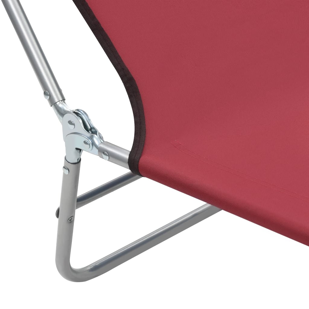 Folding sun loungers 2 pcs steel and red fabric