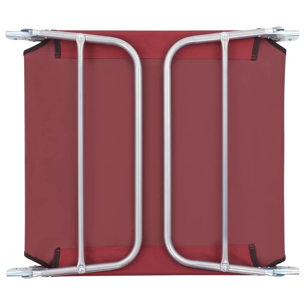 Folding sun loungers 2 pcs steel and red fabric