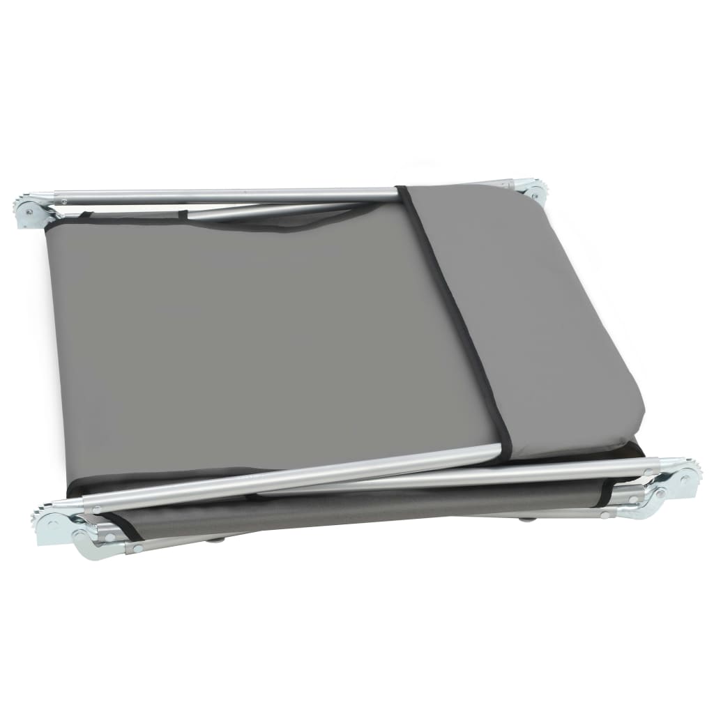 Folding sun loungers 2 pcs steel and grey fabric