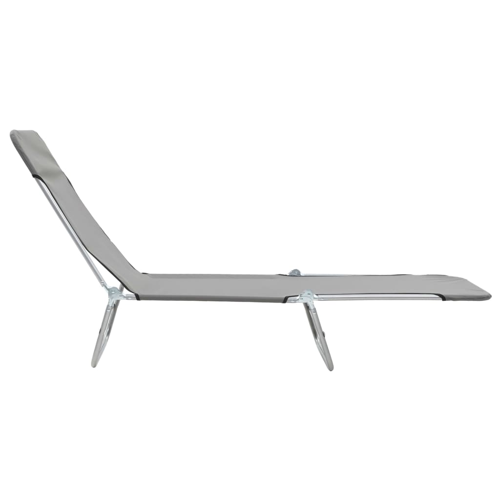 Folding sun loungers 2 pcs steel and grey fabric