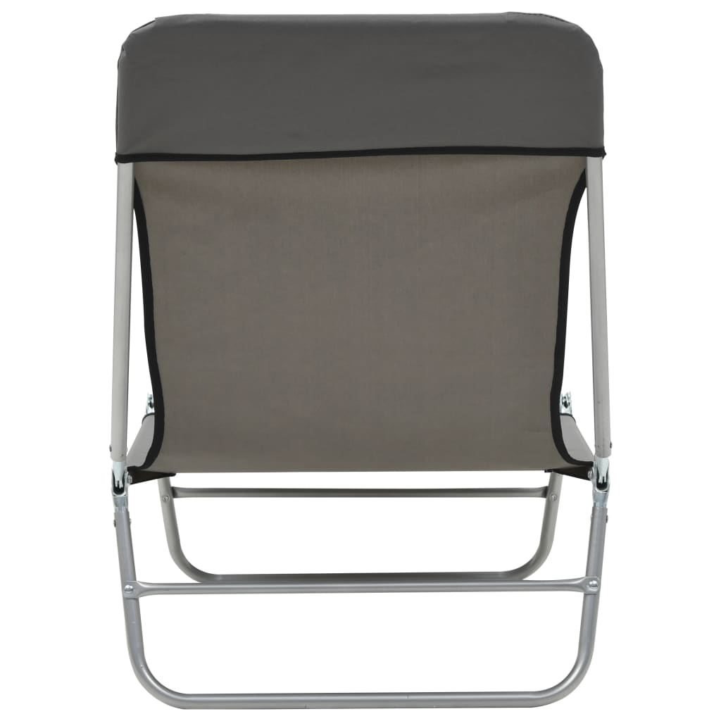 Folding sun loungers 2 pcs steel and grey fabric