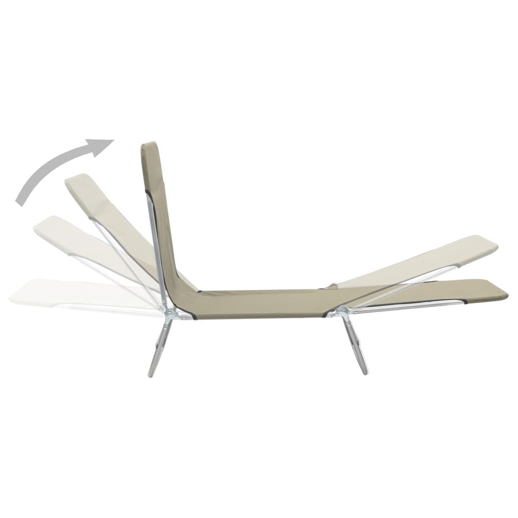 Folding sun loungers 2 pcs steel and fabric gray-brown