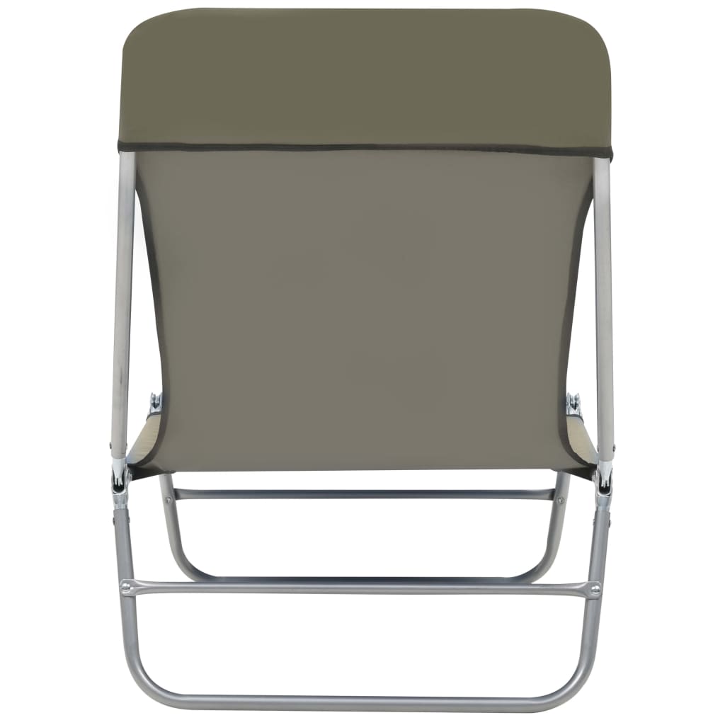 Folding sun loungers 2 pcs steel and fabric gray-brown